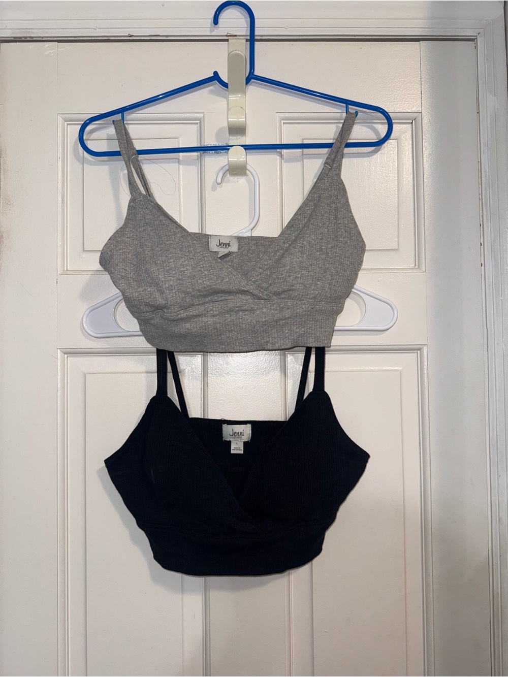 Jenni Ribbed Bralette Duo in Gray and Black